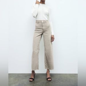 Zara The Marine Straight High Waisted Jeans in Tan